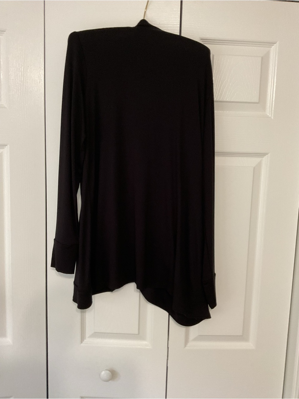 Susan Graver French Terry Draped Open-Front Top - Picture 6 of 10